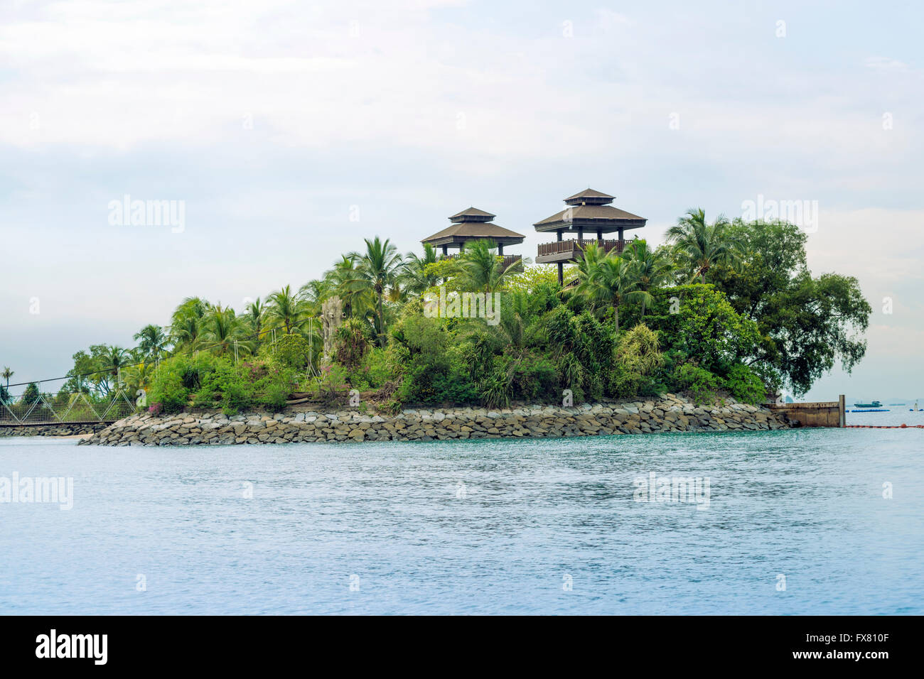 scenic landscape from famous Sentosa Island in Singapore Stock Photo
