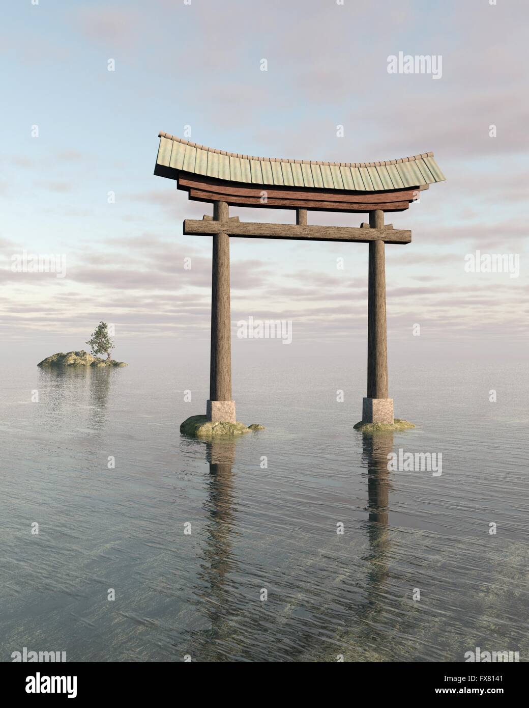 Japanese Floating Torii Gate at a Shinto Shrine Stock Photo Alamy
