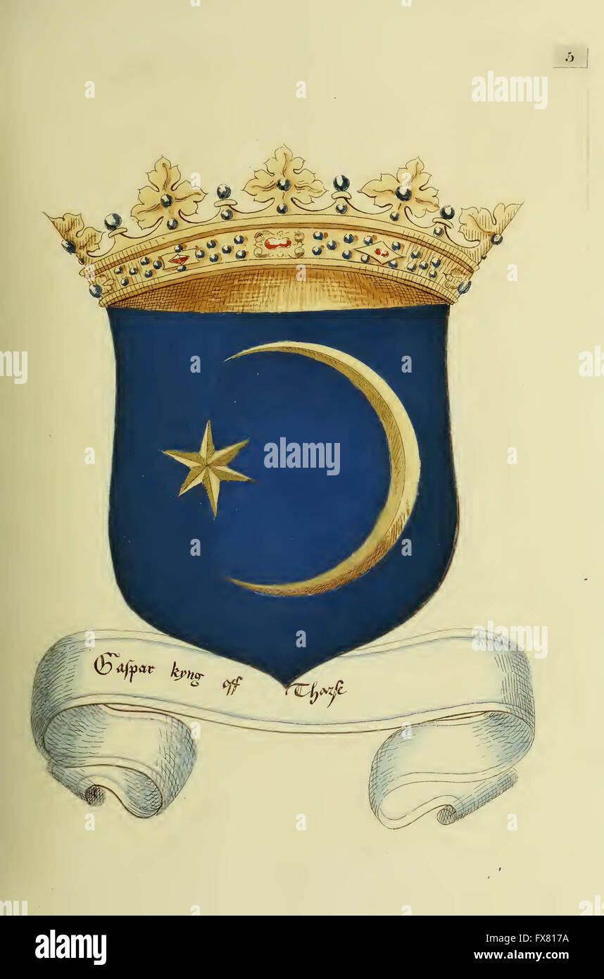 Fac simile of an ancient heraldic manuscript by Lindsay, David, Sir, fl. 1490-1555; Lizars, W. H. (William Home), 1788-1859 Stock Photo