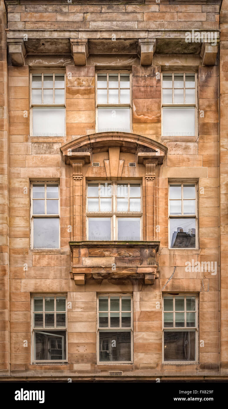 The facade of one of the more ornate tenements in Glasgow city centre, Scotland. Stock Photo