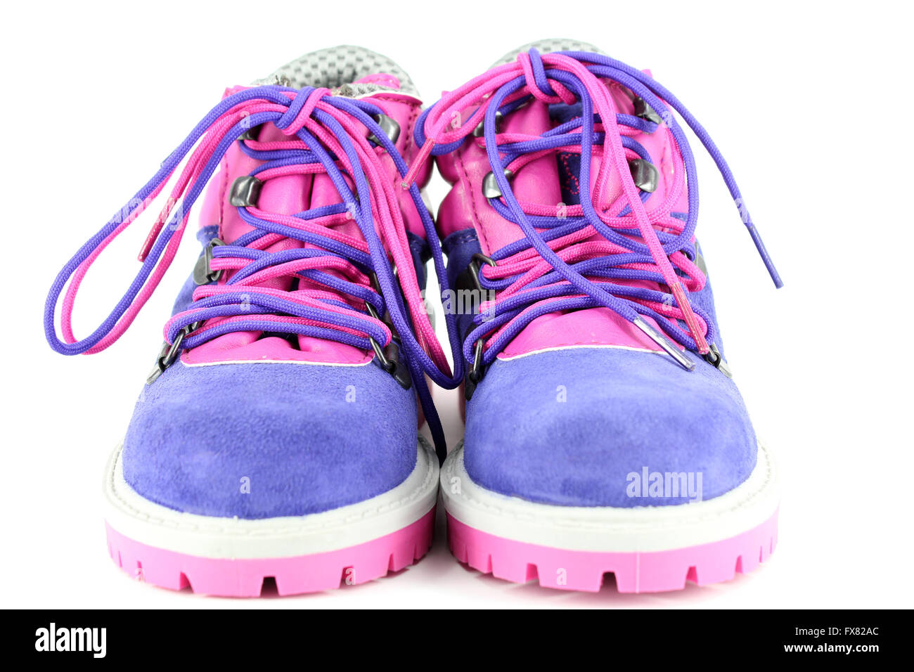 children hiking boots front view Stock Photo Alamy