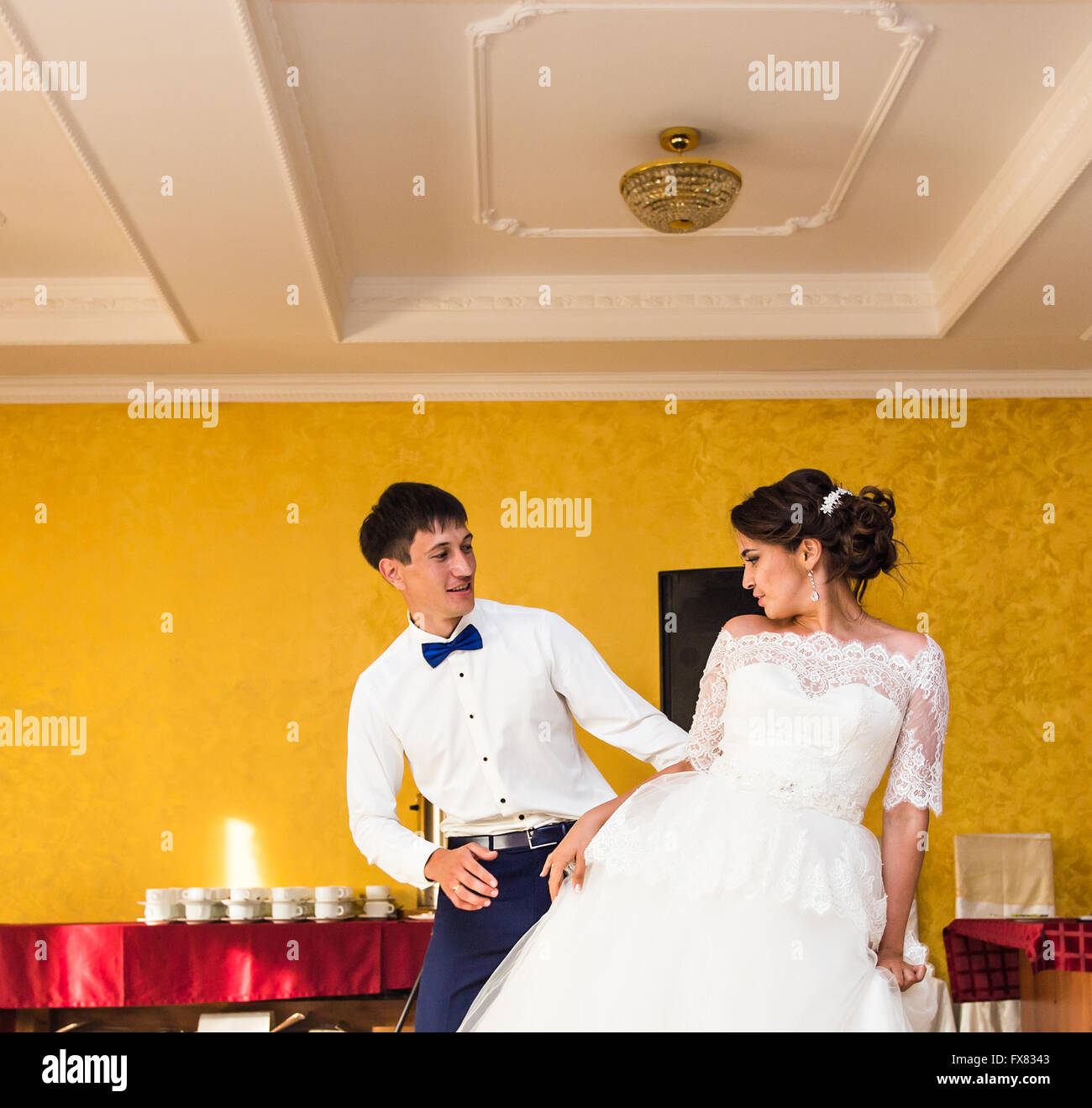 Bride and groom dancing at wedding reception Stock Photo - Alamy