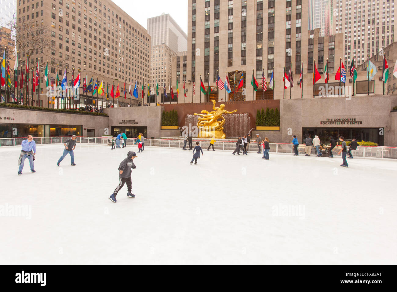Ice Skating rink at the Rockefeller center plaza, Manhattan, New York