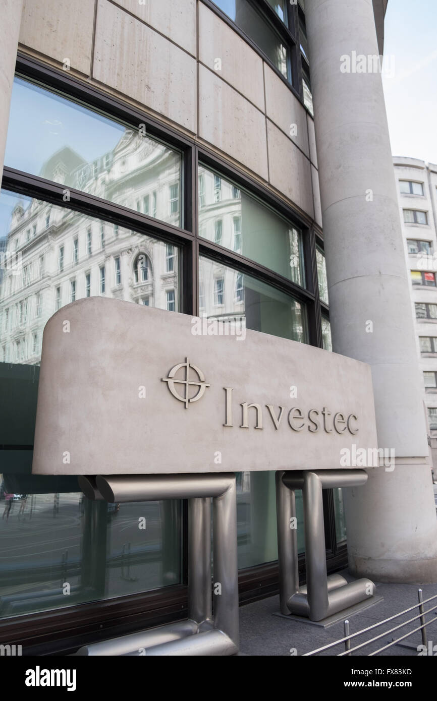 Investec investment bank. City of London. Britain. UK Stock Photo