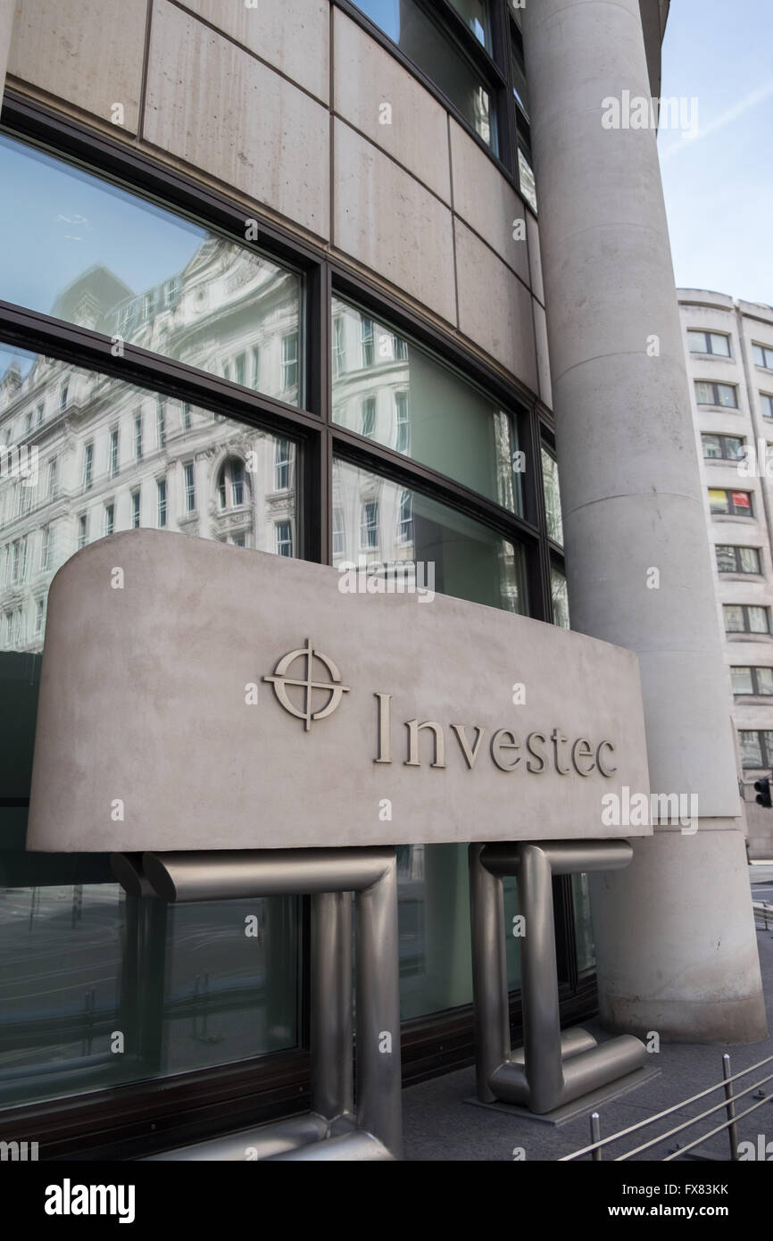 Investec investment bank. City of London. Britain. UK Stock Photo