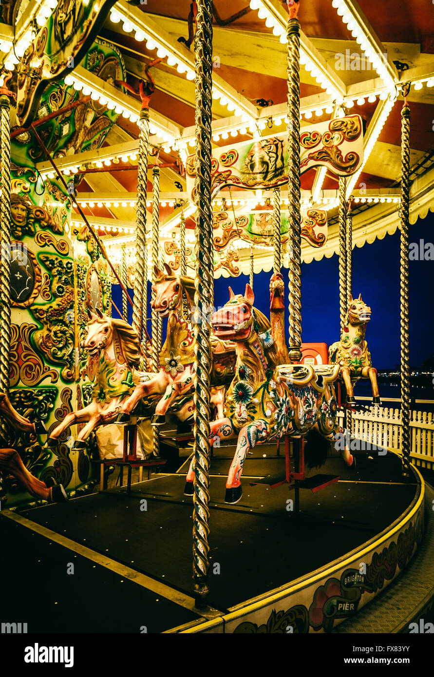 Merry go round night park hi-res stock photography and images - Alamy