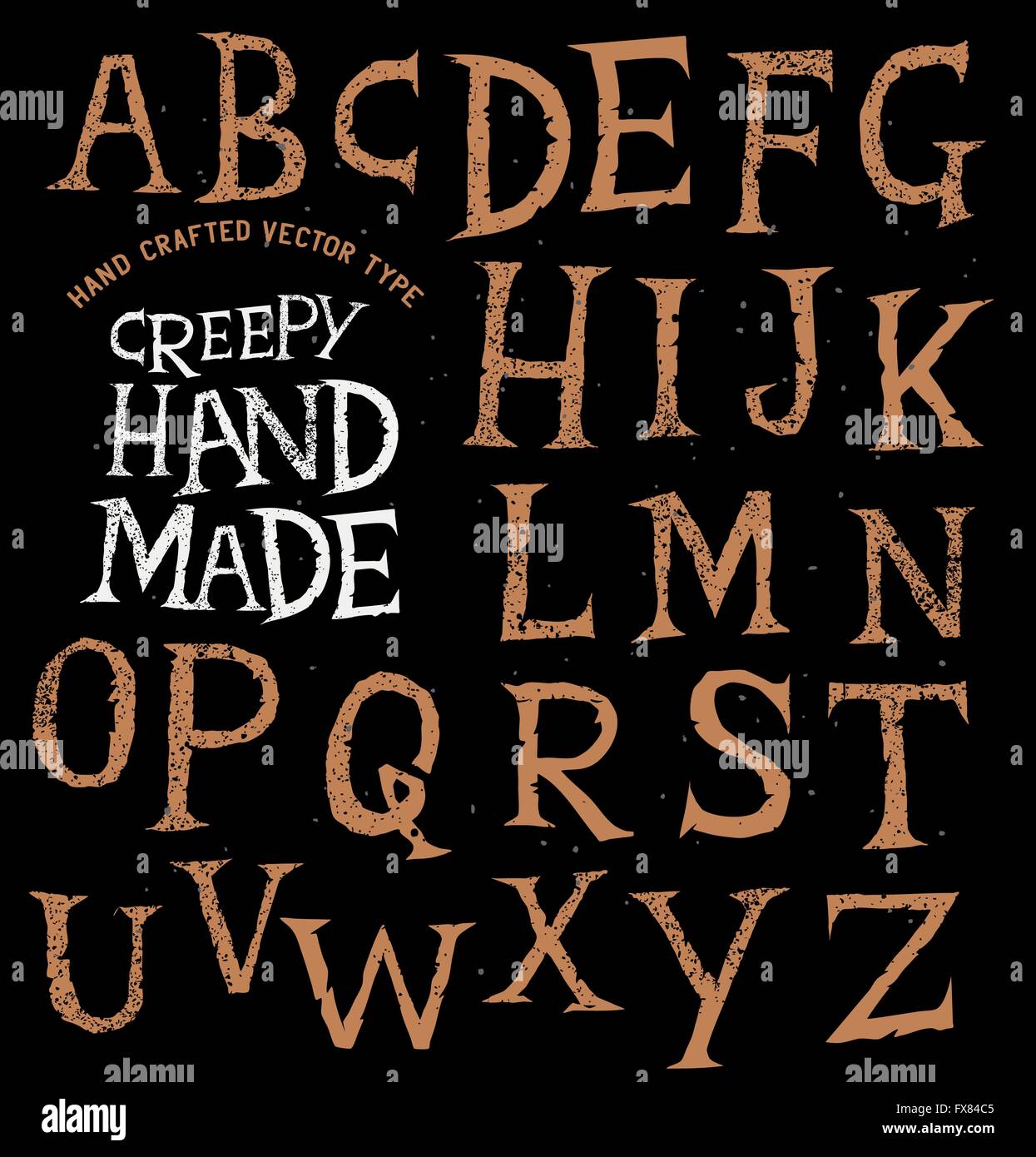 Creepy Ancient Handmade Lettering. vector illustration. Stock Vector