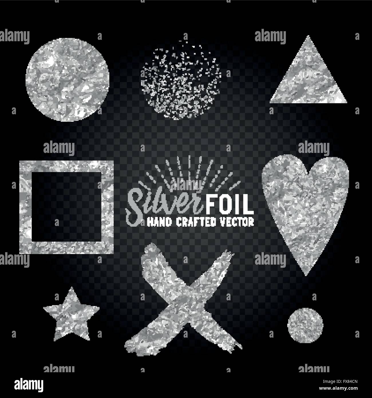 Vector Silver Foil Collection. A set of vector silver foil elements for backgrounds. Vector illustration. Stock Vector
