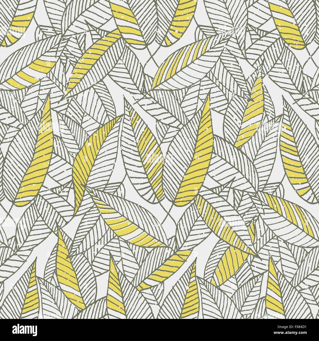 Seamless Floral Leaf Pattern. Repeating leaves pattern. Hand made Vector illustration Stock Vector