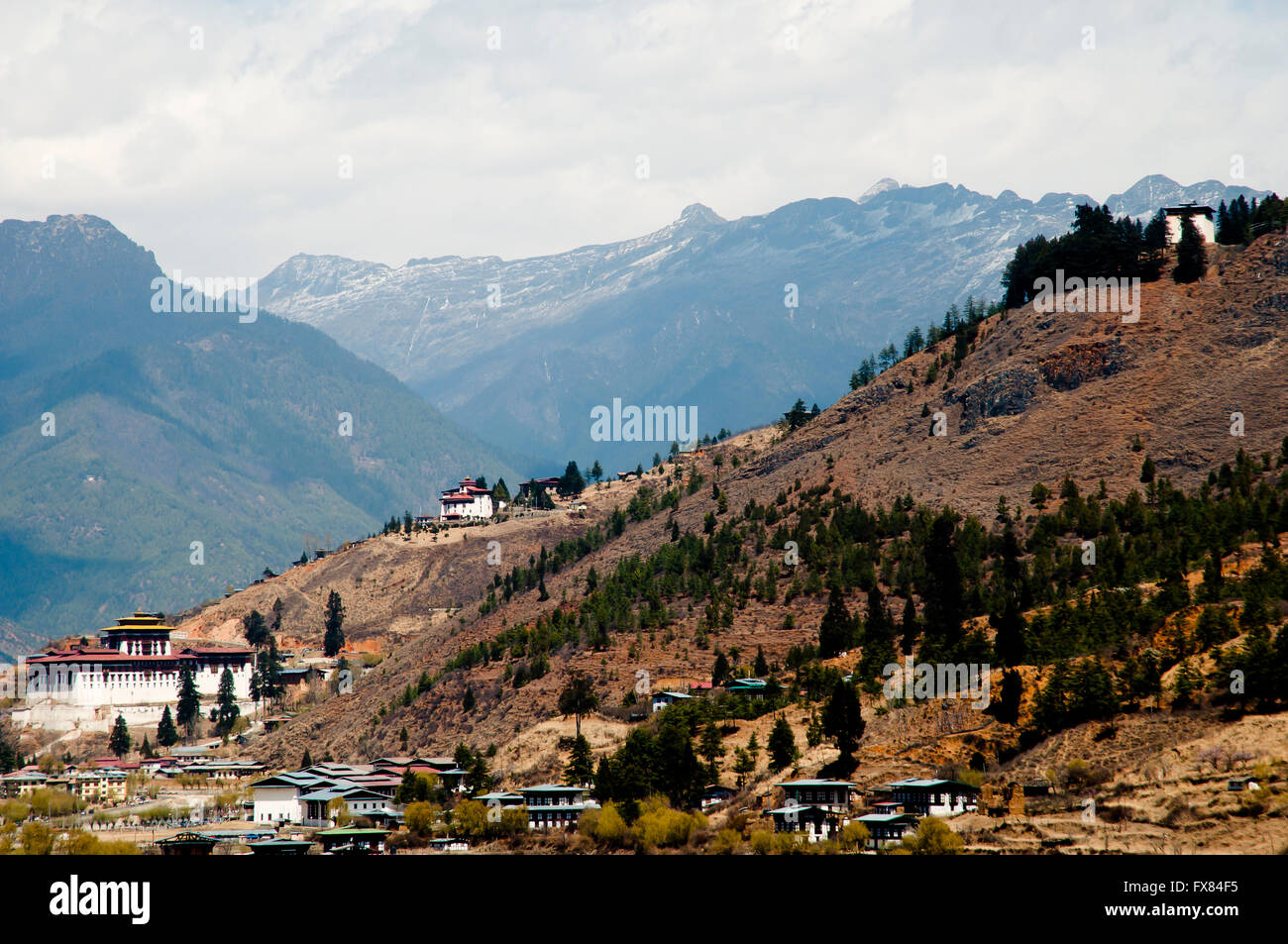 Paro Valley near Airport - Bhutan Stock Photo