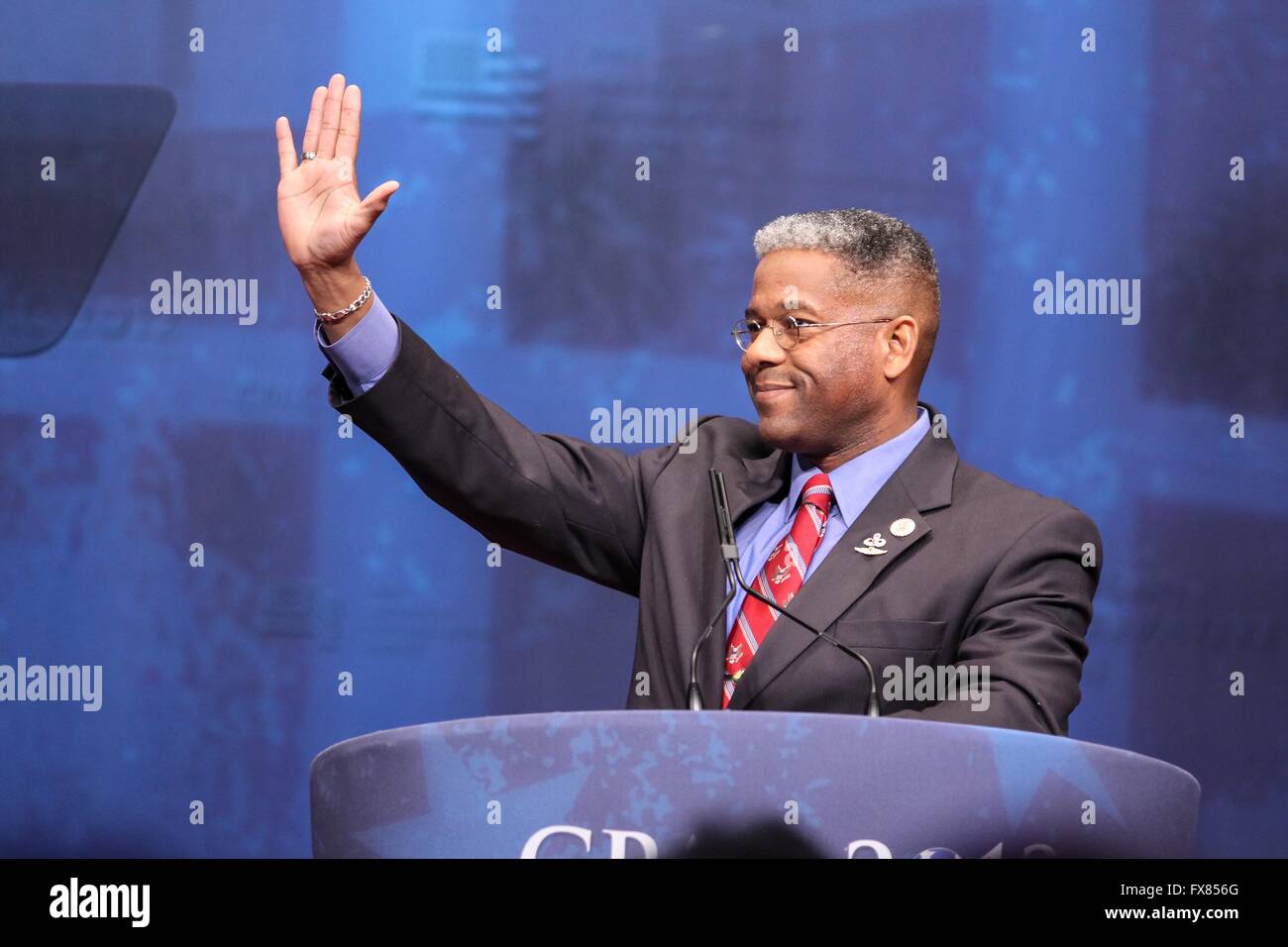 Republican Congressmen Allen West addresses the annual American Conservative Union CPAC conference February 9, 2012 in Washington, DC.. Stock Photo