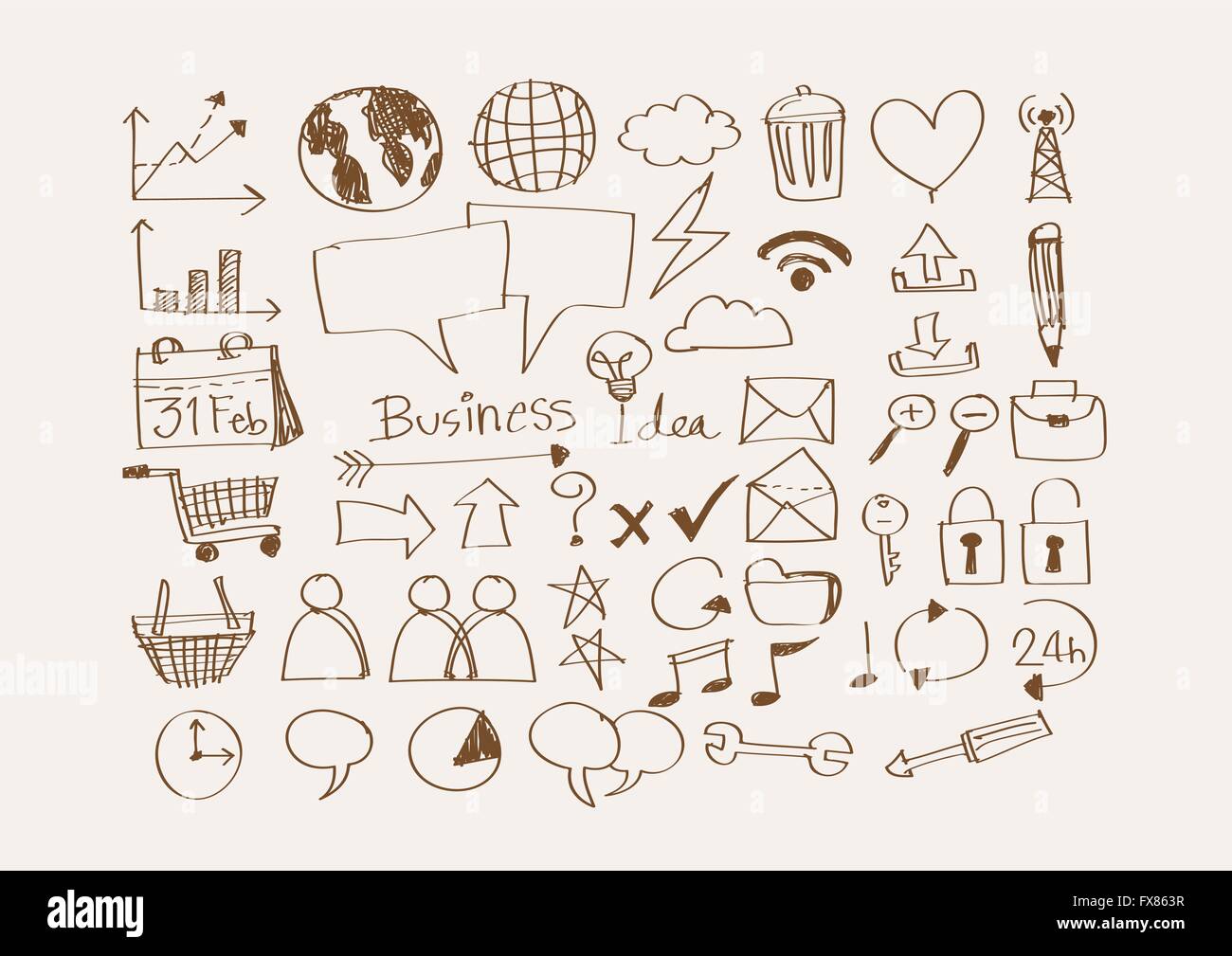 Hand doodle Business icon set idea design Stock Vector Image & Art - Alamy