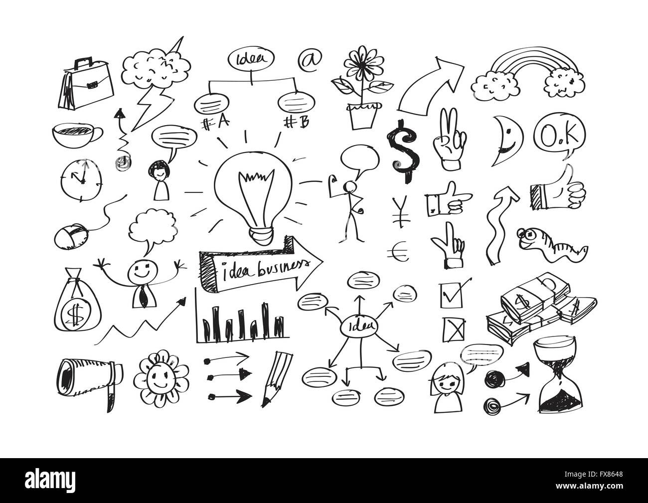 Hand doodle Business icon set idea design Stock Vector Image & Art - Alamy
