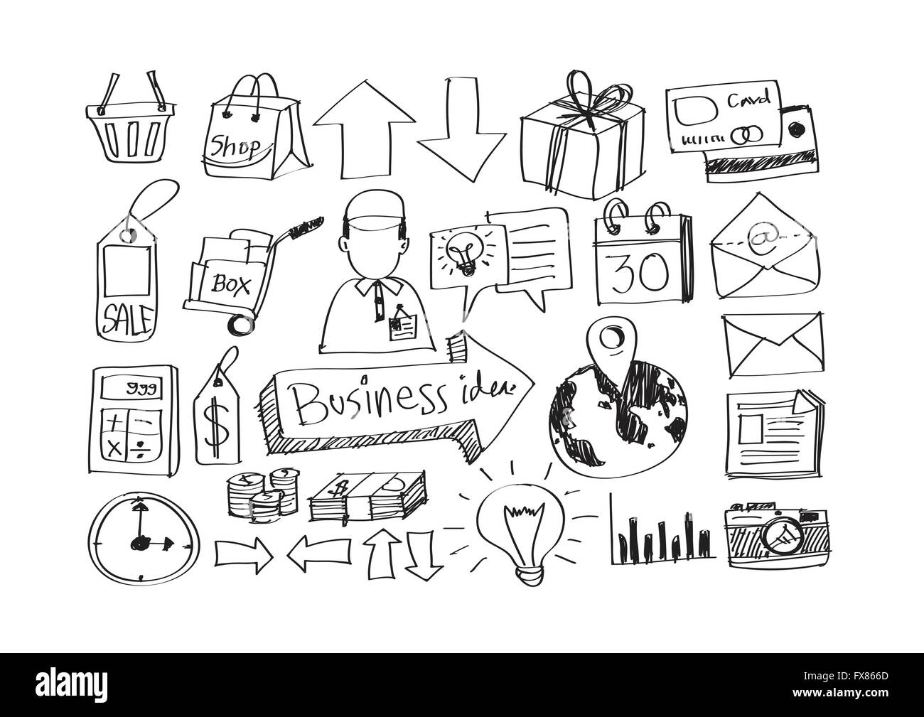 Hand doodle Business icon set idea design Stock Vector Image & Art - Alamy
