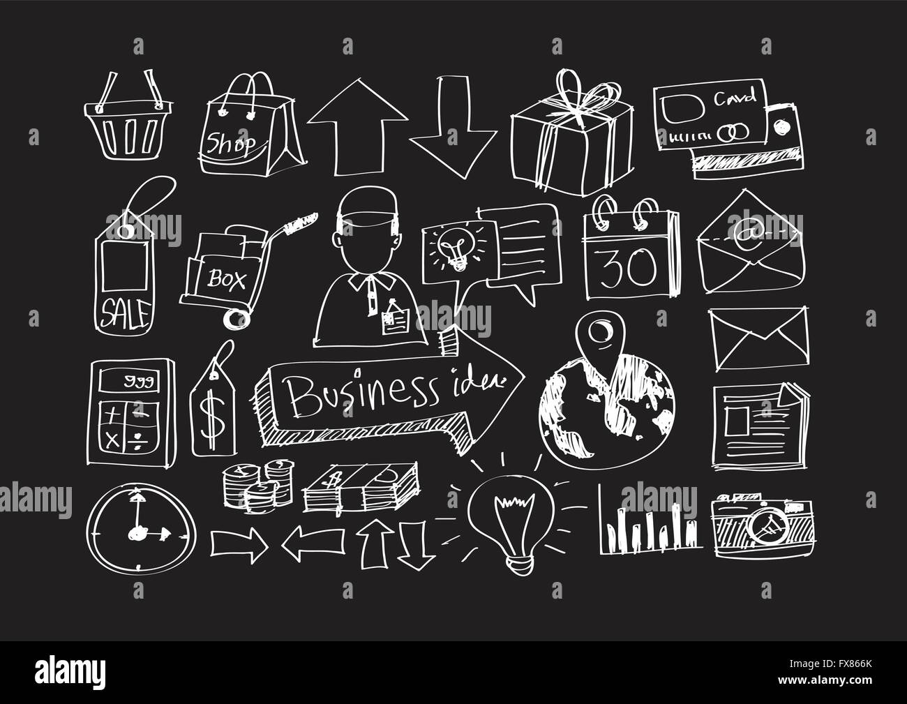 Hand doodle Business icon set idea design Stock Vector Image & Art - Alamy