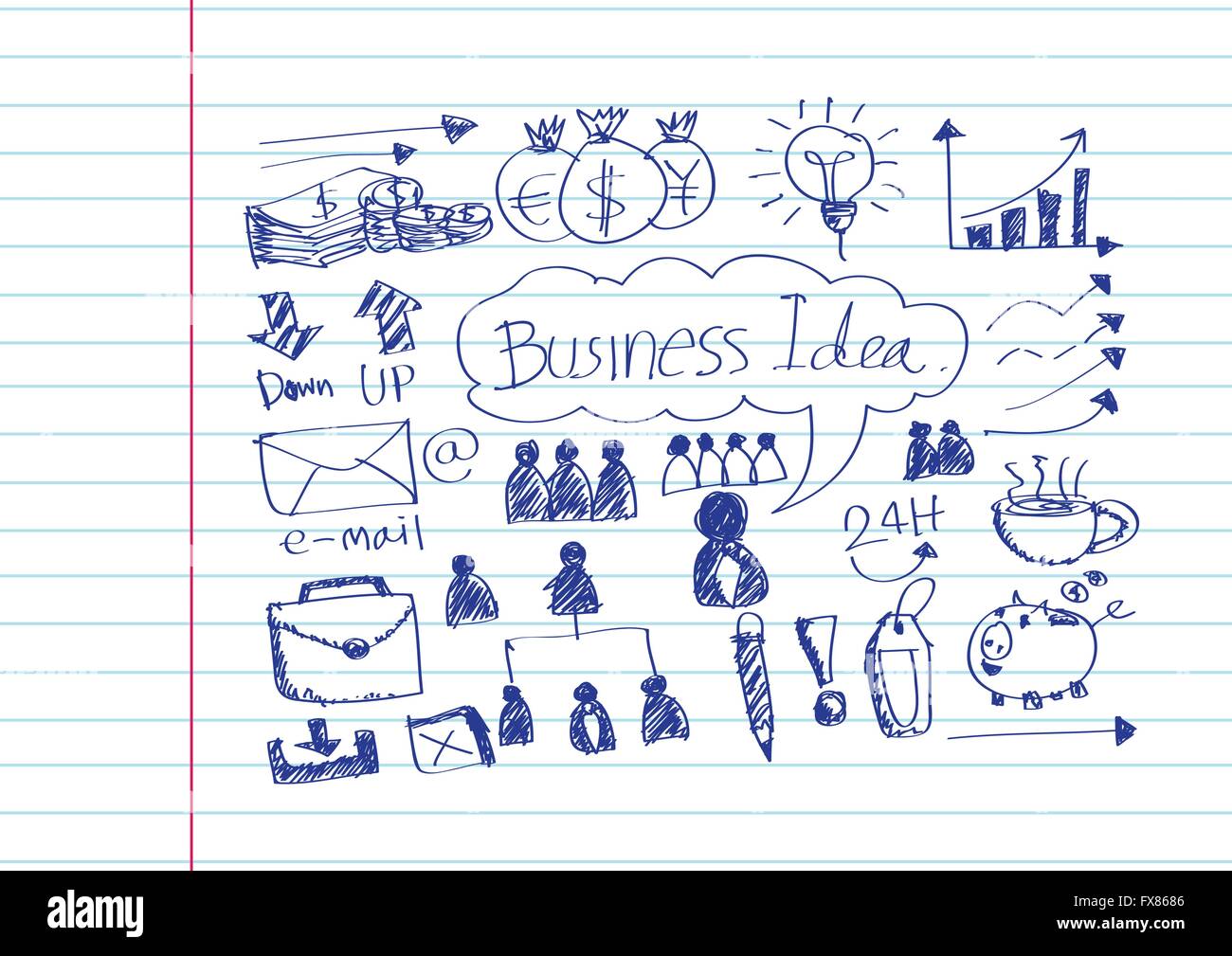 Hand doodle Business icon set idea design Stock Vector Image & Art - Alamy