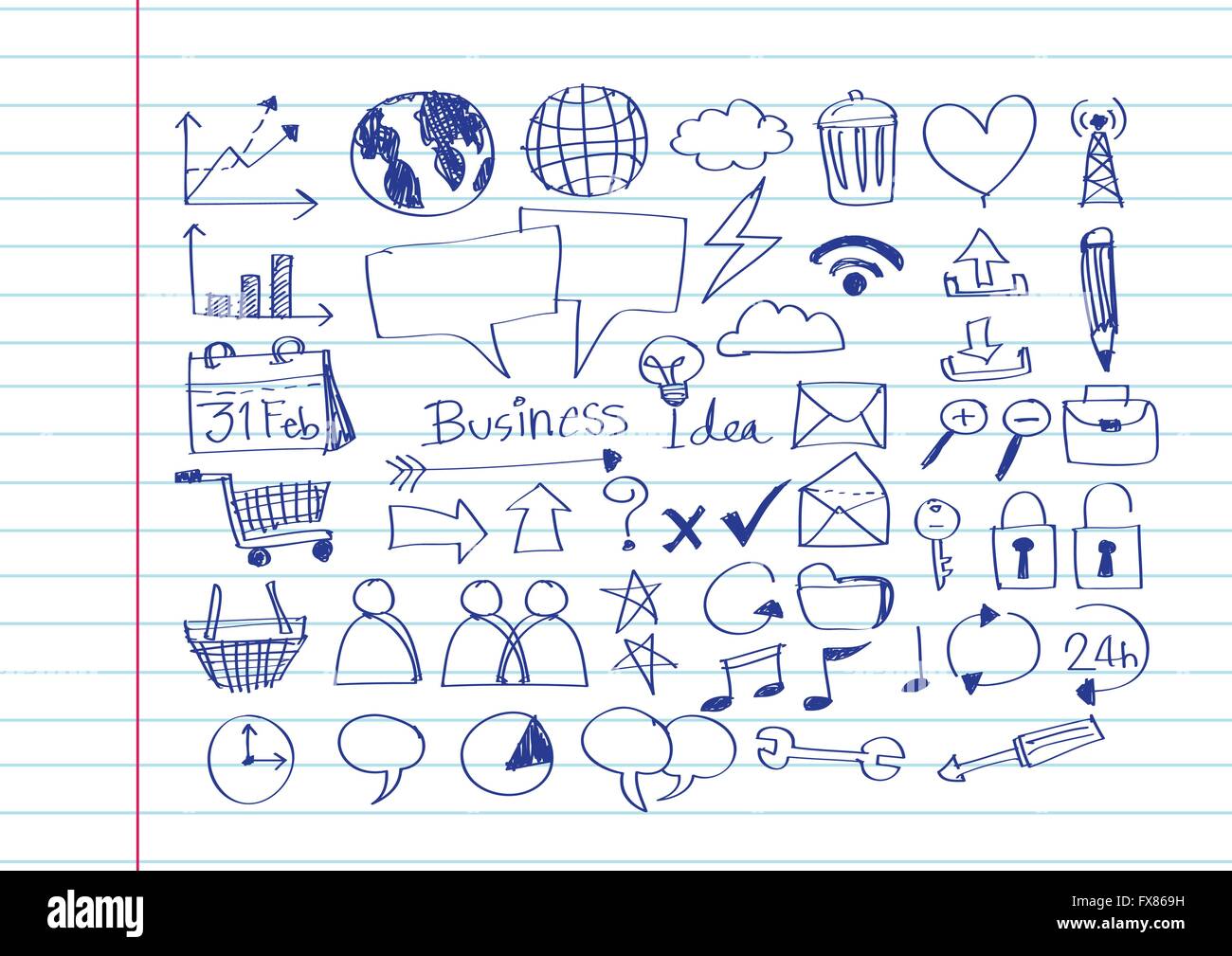 Hand doodle Business icon set idea design Stock Vector Image & Art - Alamy