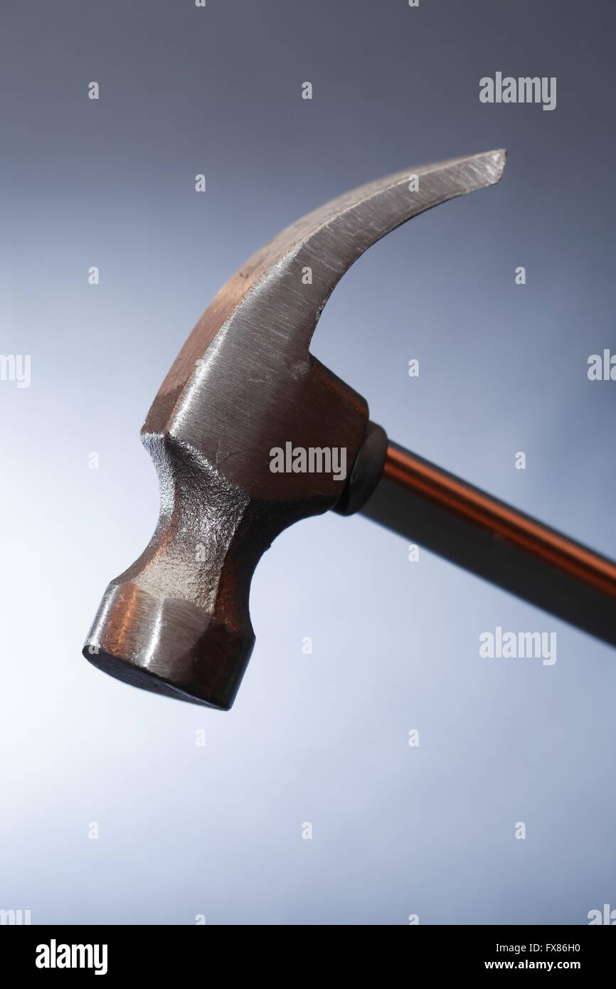 Work tool. Metal hammer closeup on nice dark background Stock Photo