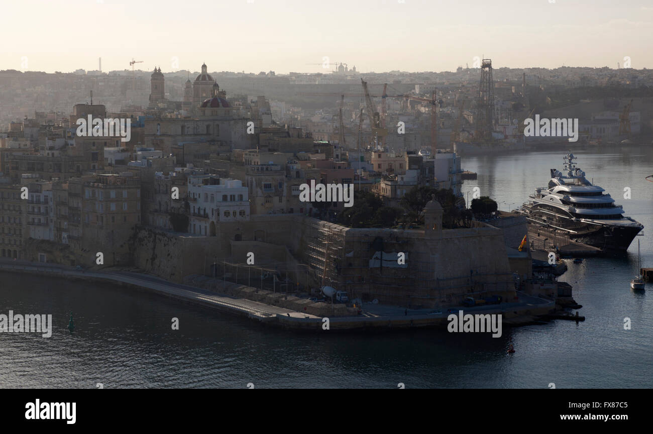 Senglea is built on one of the peninsulas that jut into the Grand Harbour in Malta. Stock Photo