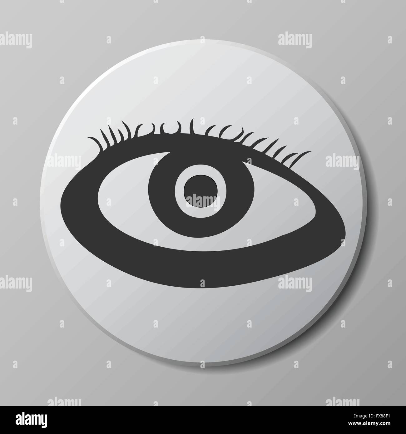 eye grey vector icon on round button with shadow Stock Vector Image ...