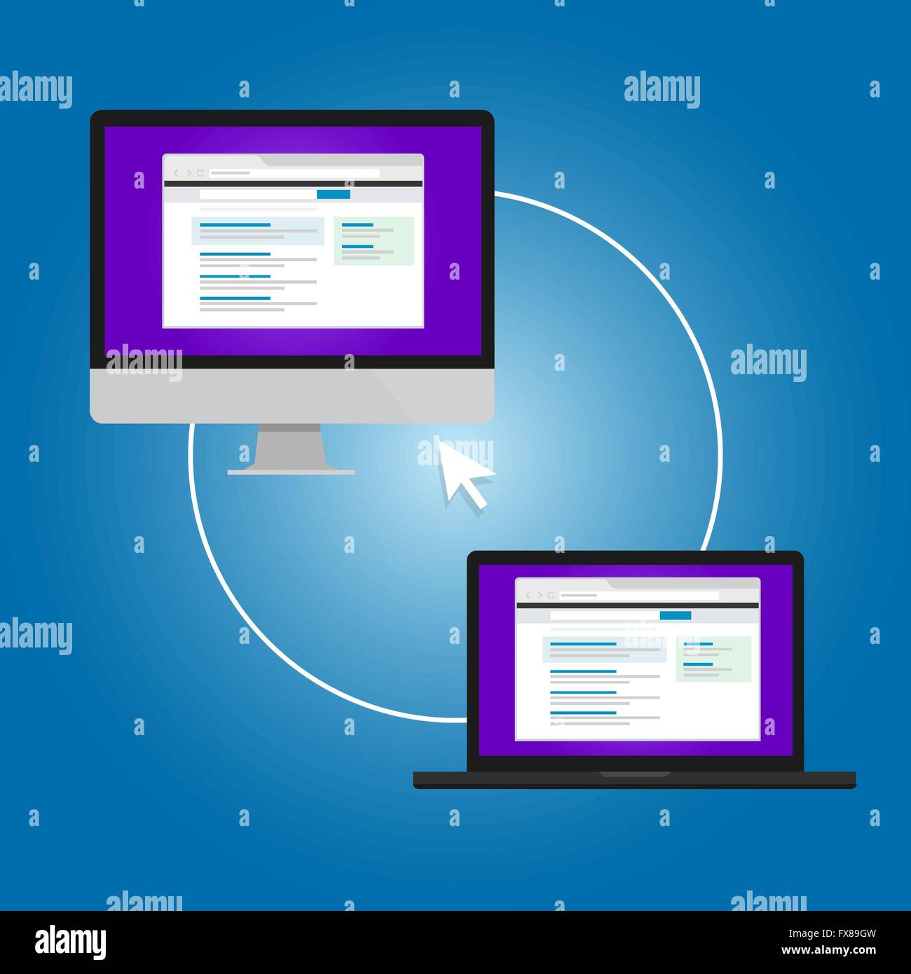 remote access pc laptop connection management control cursor remotely from  other computer via network Stock Vector Image & Art - Alamy
