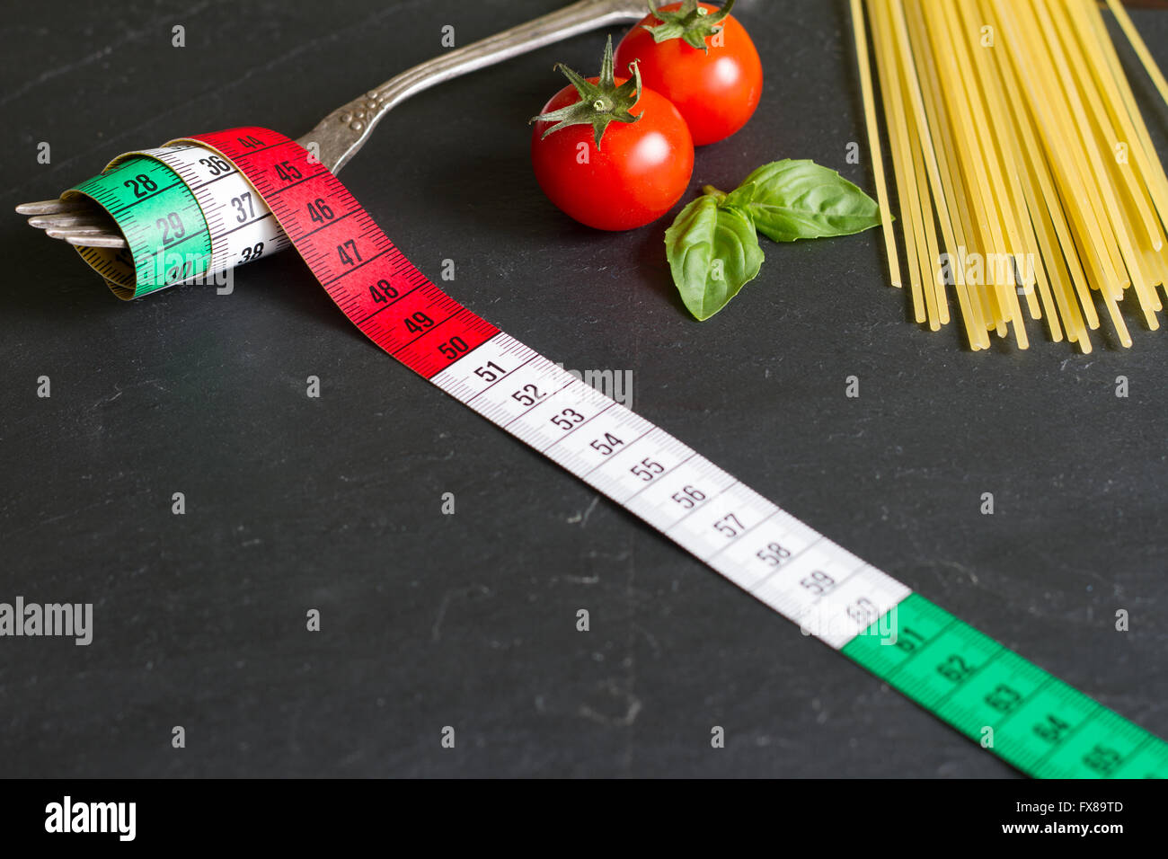 Italian food concept with centimeter flag Stock Photo