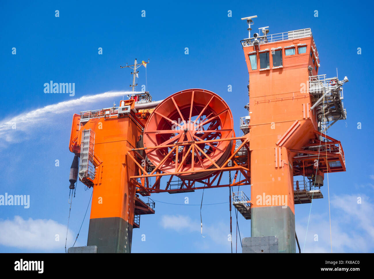 Hiload DP platform used to transfer crude products between offshore oil rigs and Tankers Stock Photo