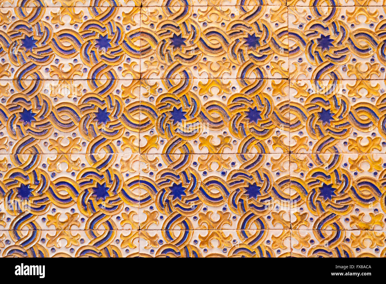 Tiles in Real Alcazar palace, Seville, Spain Stock Photo
