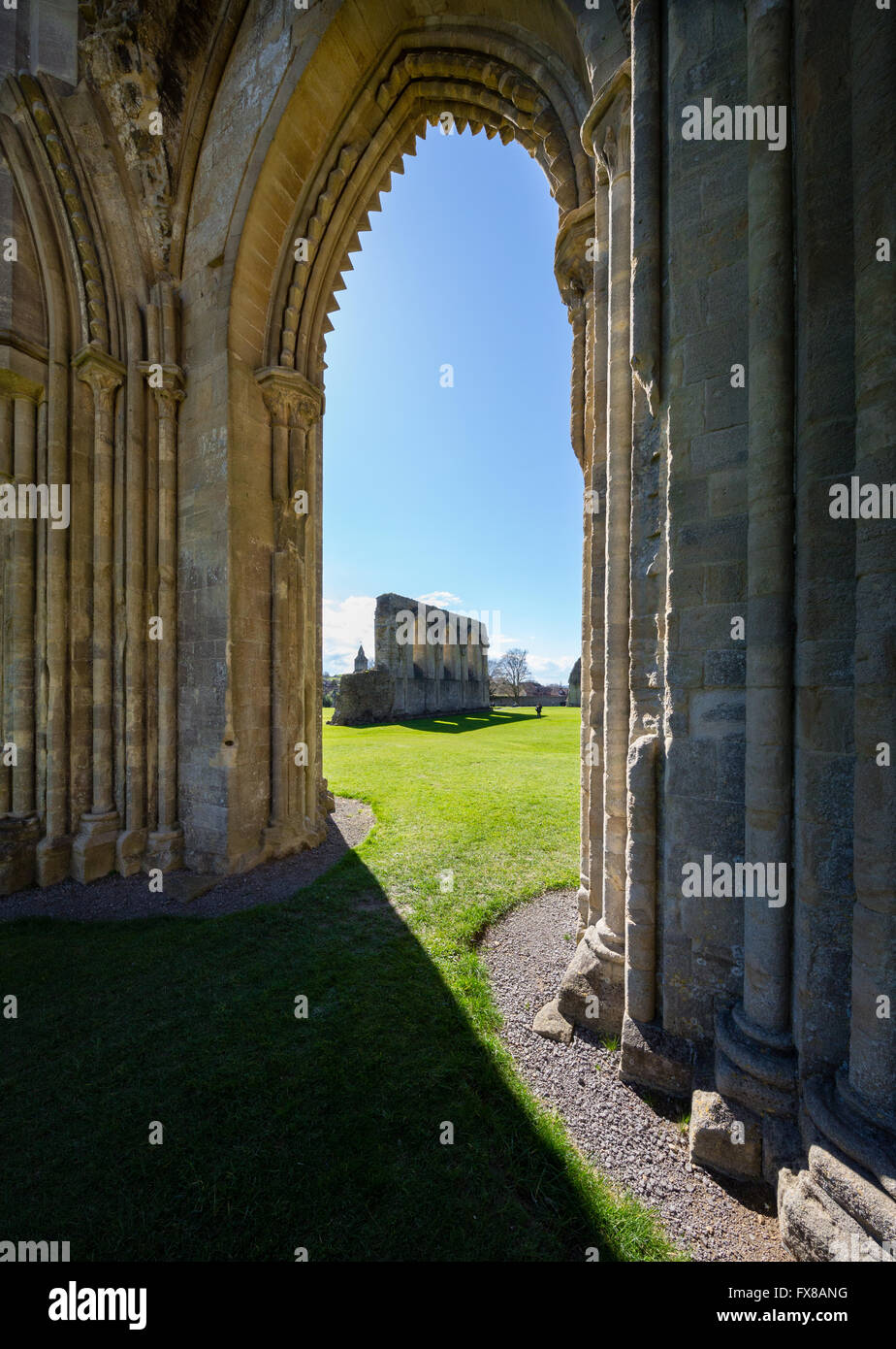 Glastonbury Abbey - a ruined monastic abbey on the Somerset levels UK Stock Photo