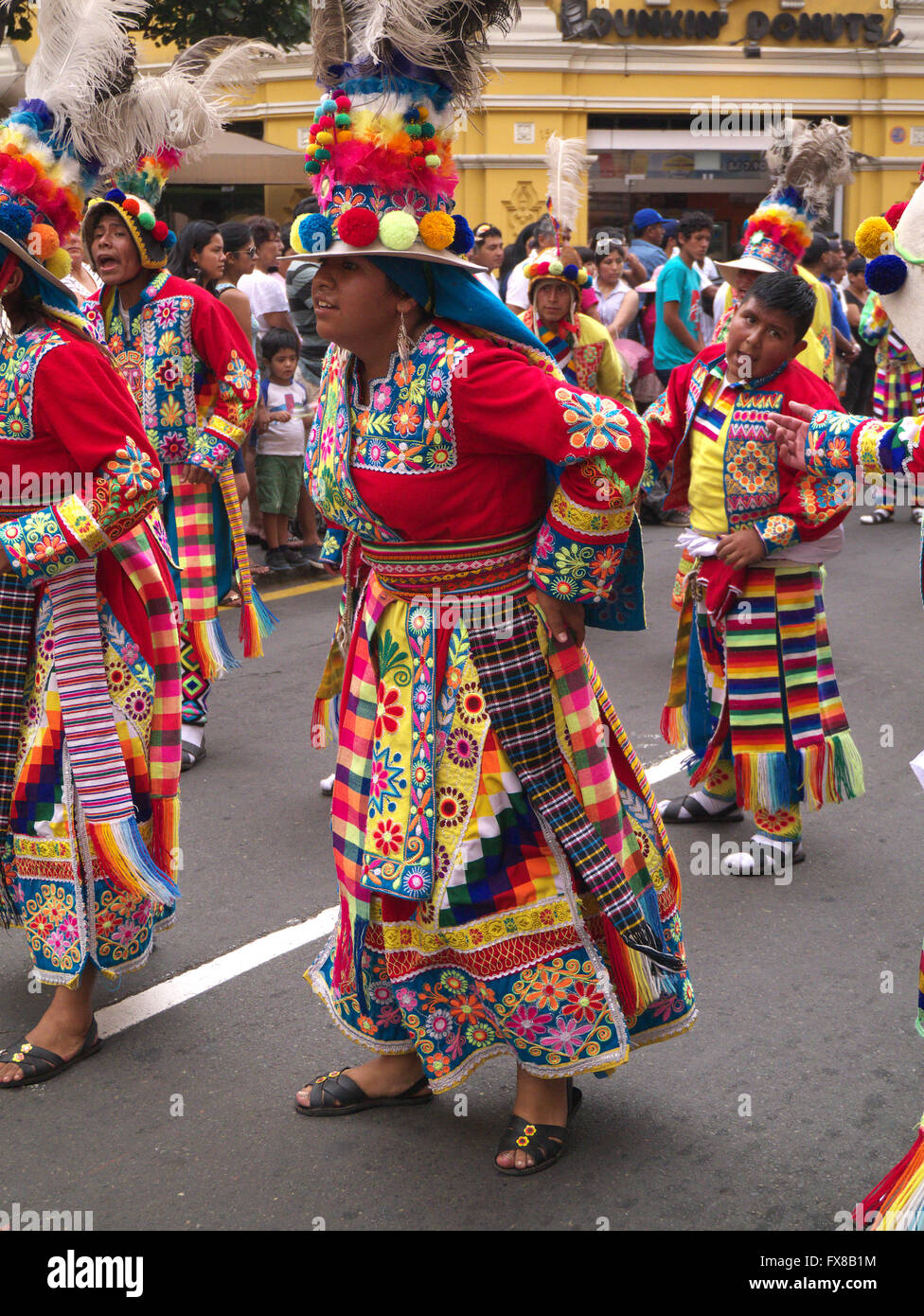 People in traditional Peruvian dress dancing in the street in Lima Stock  Photo - Alamy