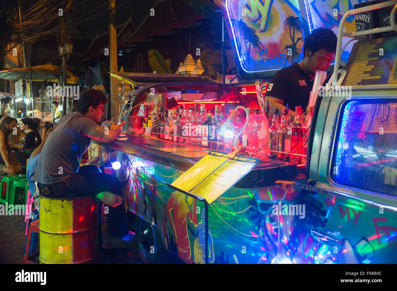 Mobile bar Banglamphu Bangkok Thailand Stock Photo