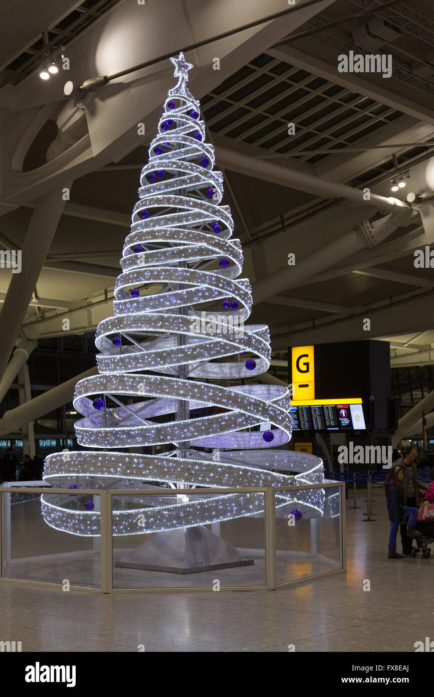 Christmas tree at Terminal 5 Heathrow airport, London Stock Photo Alamy