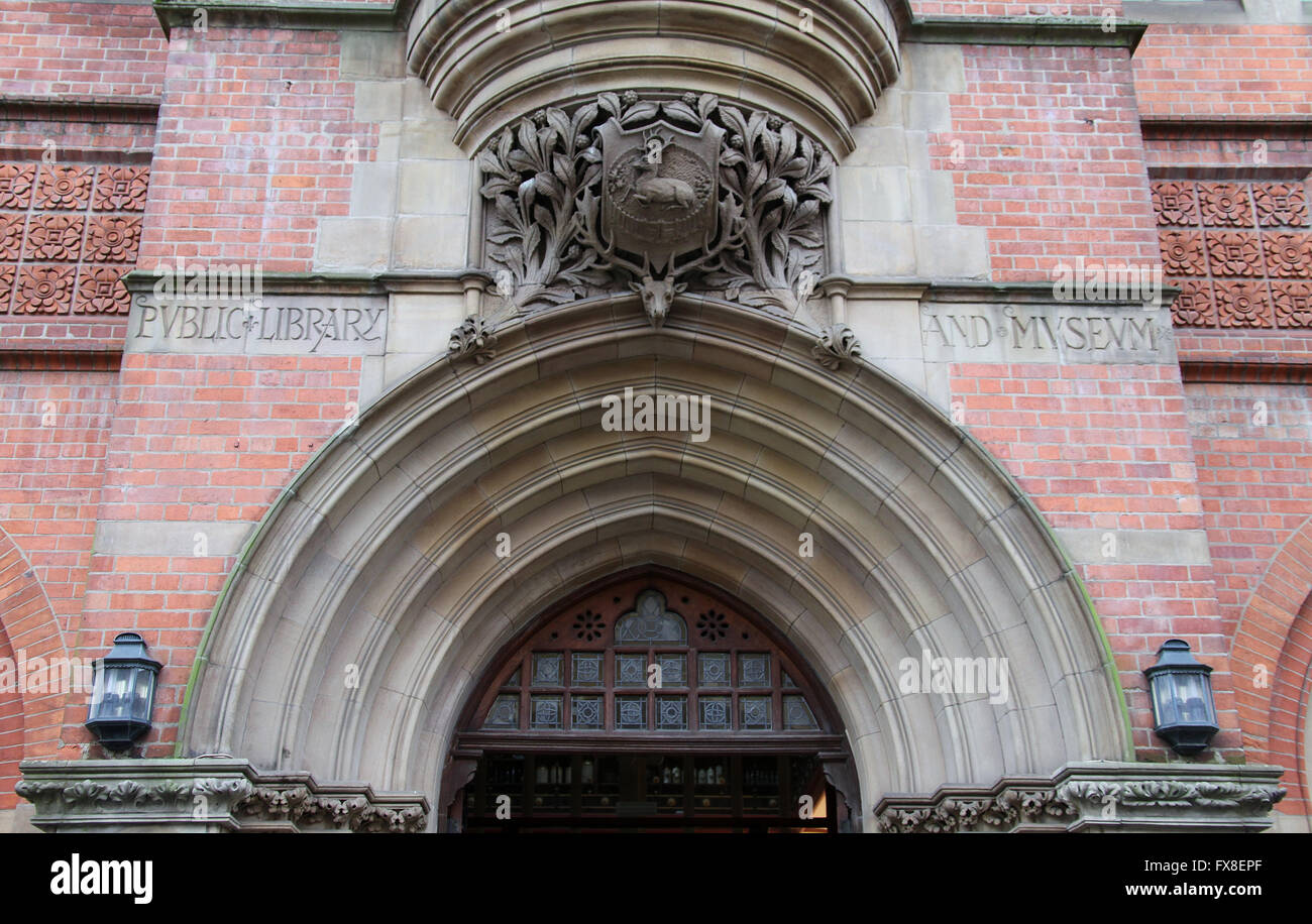 Victorian Gothic Architecture of Derby Museum and Art gallery designed by Richard Knill Freeman Stock Photo