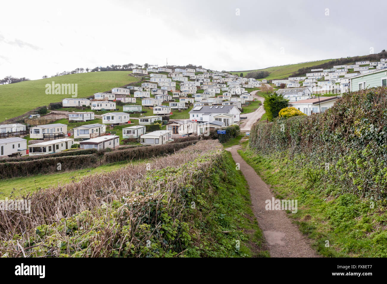 Caravan park seaside resort in Devon, England, GB, UK. Stock Photo