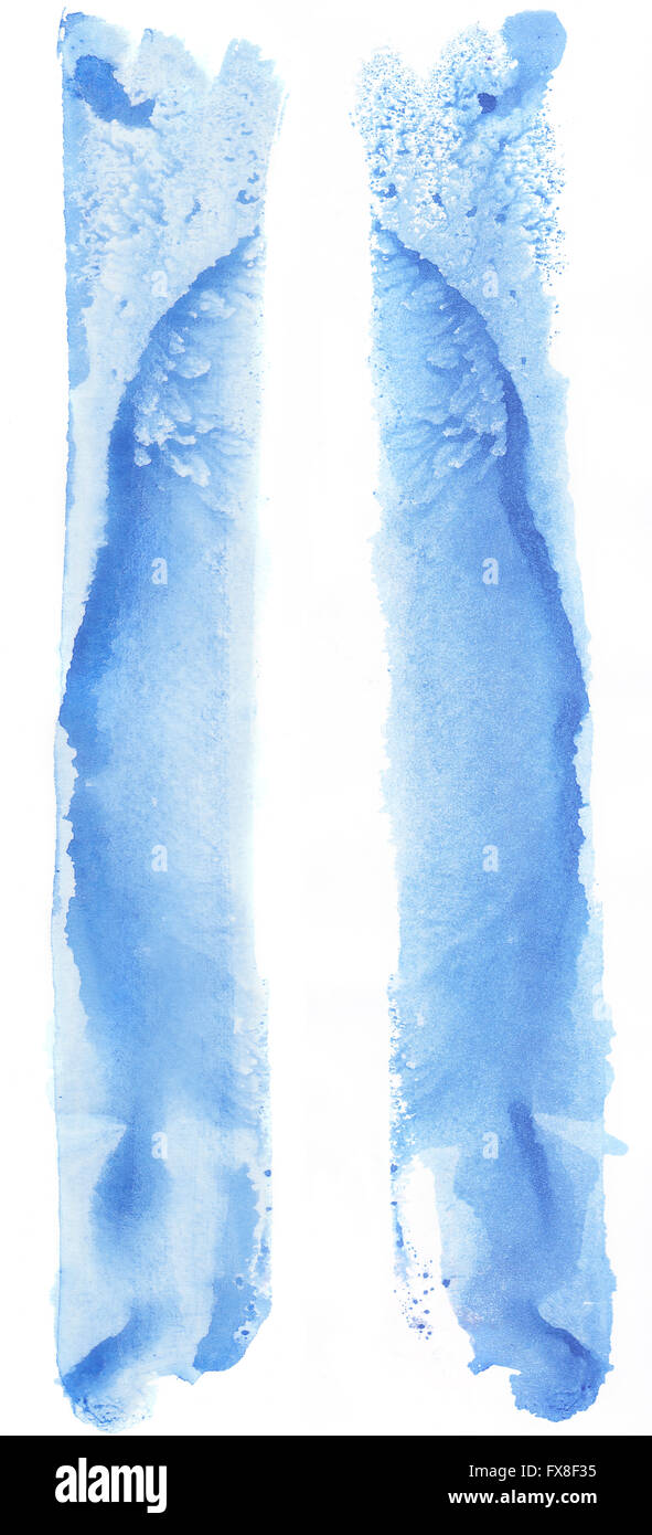 Blue watercolor paint brush strokes isolated on white background Stock ...