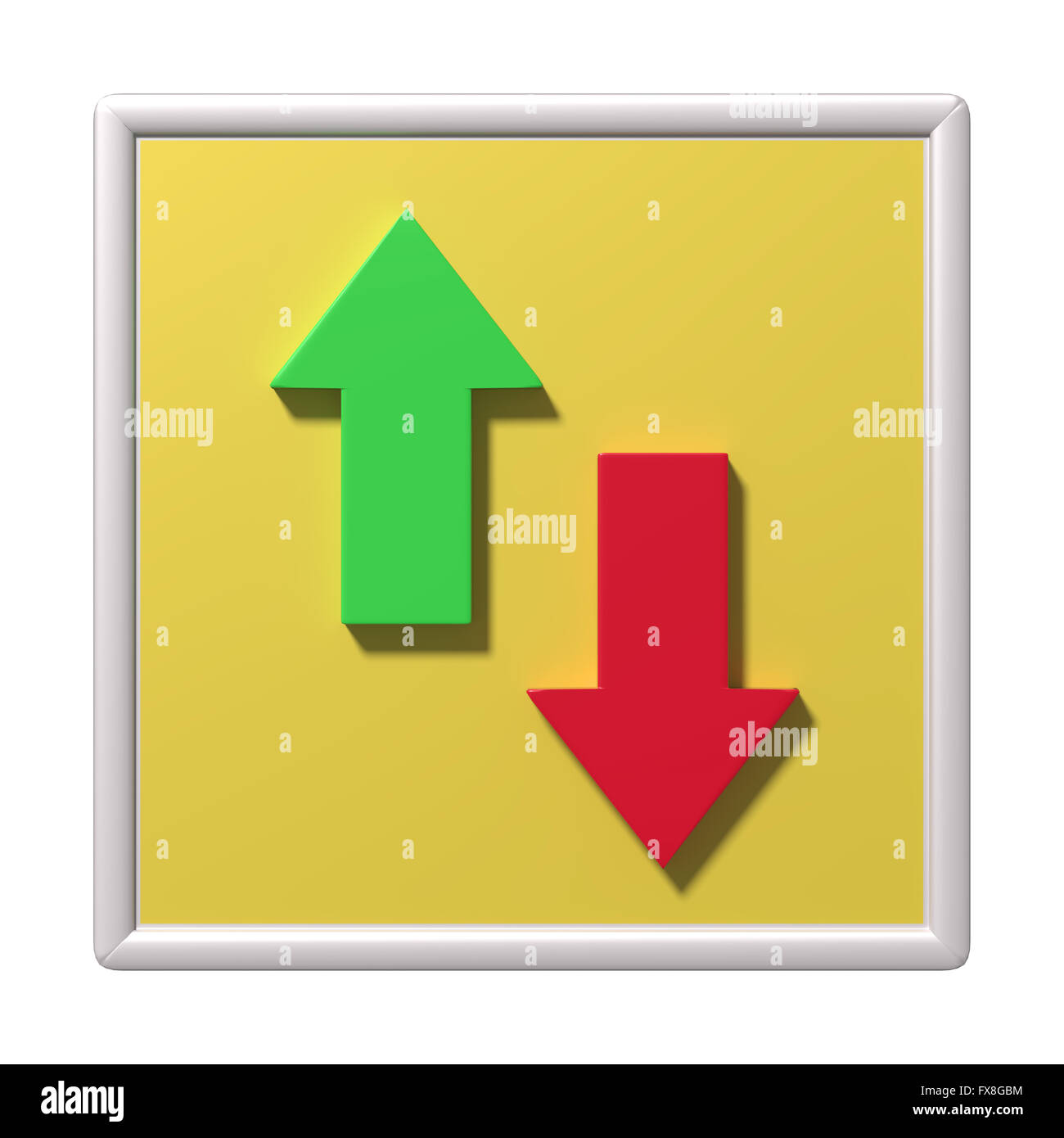 3d rendering illustration of red and green arrows in different ...