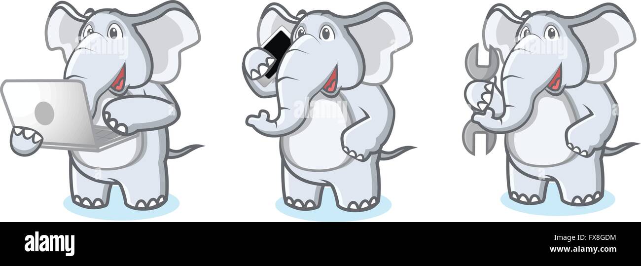 Gray Elephant Mascot with laptop Stock Vector Image & Art - Alamy