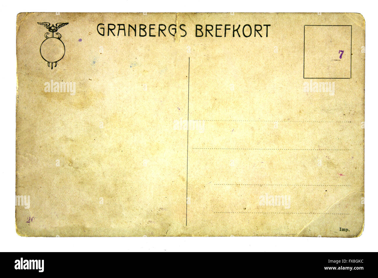 blank back side of an antique post card isolated on white Stock Photo ...
