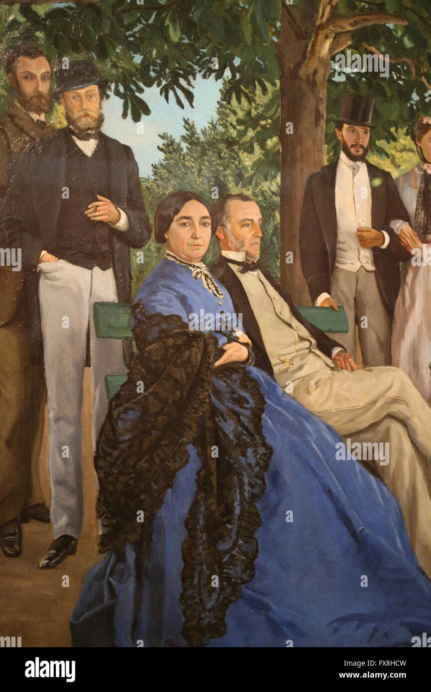 Family reunions also called Family portraits, 1867. Oil on canvas. By Frederic Bazille. Orsay Museum. Stock Photo