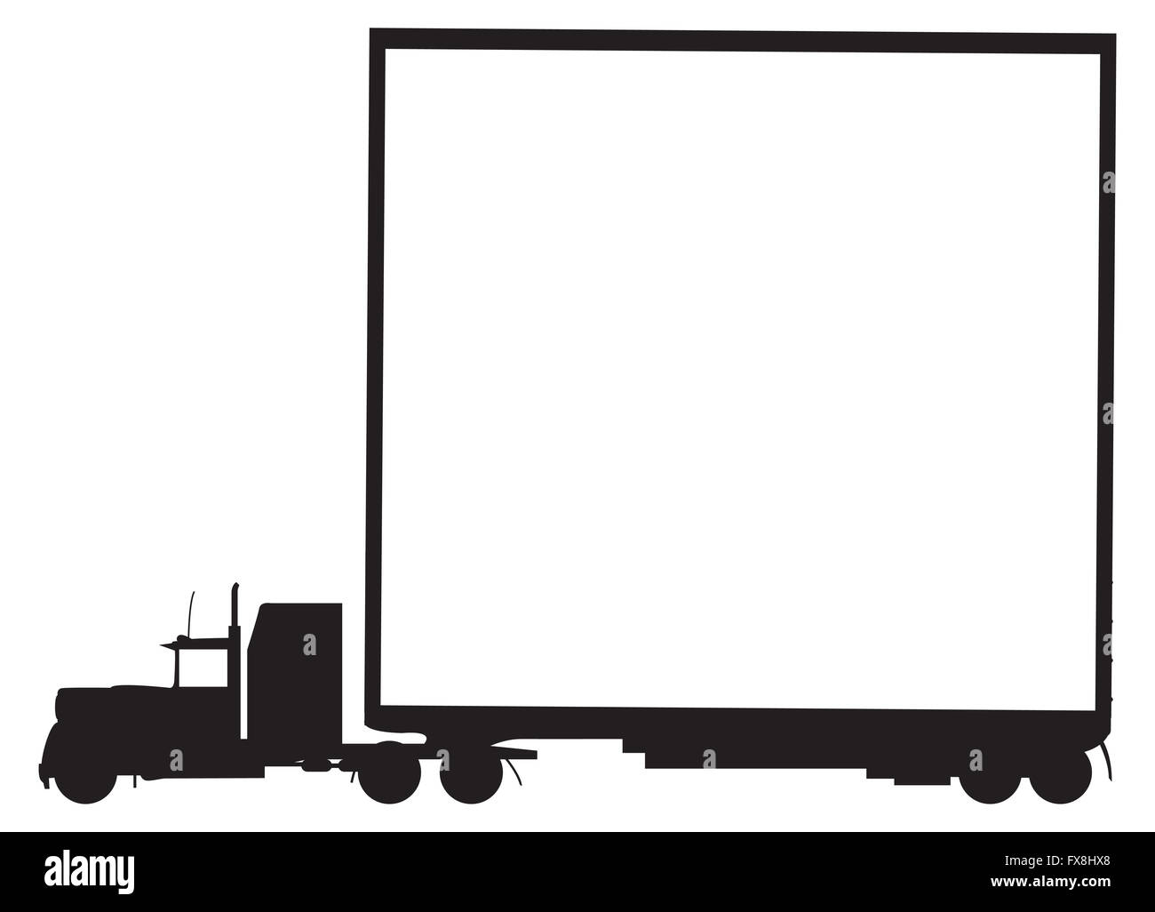 A lorry silhouette and trailer with white space isolated on a white background Stock Photo