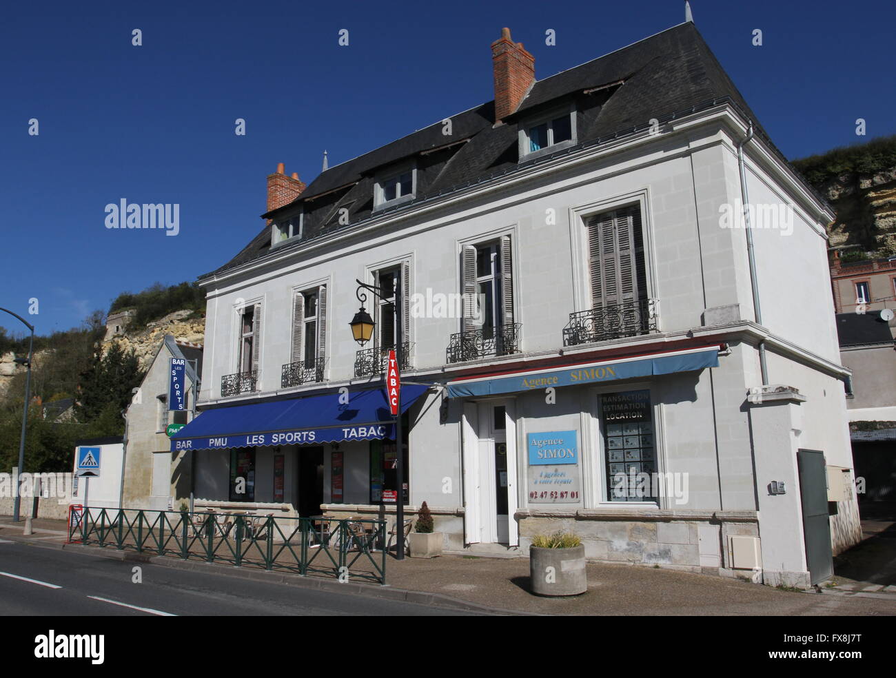 Les Sports bar Tabac Rochecorbon France  April 2016 Stock Photo