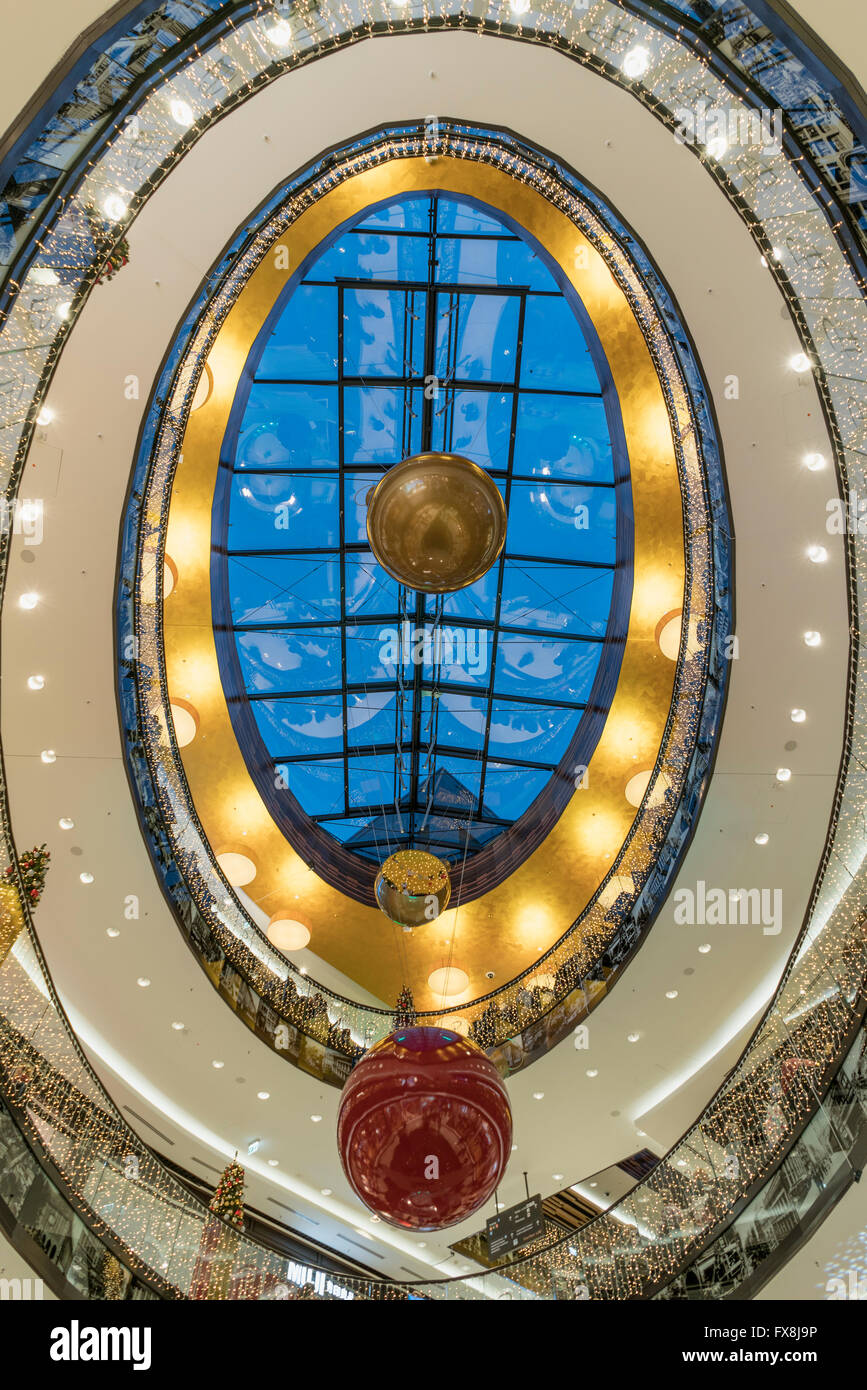 Mall of Berlin, Atrium, chistmas illumination, Berlin Stock Photo