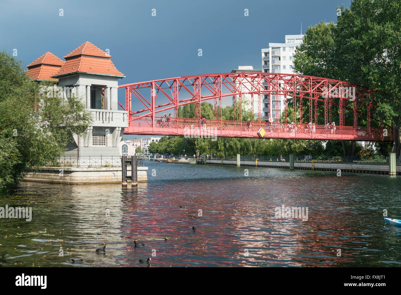 Tegel harbor bridge,  Sechserbruecke, Tegeler See, Berlin Stock Photo