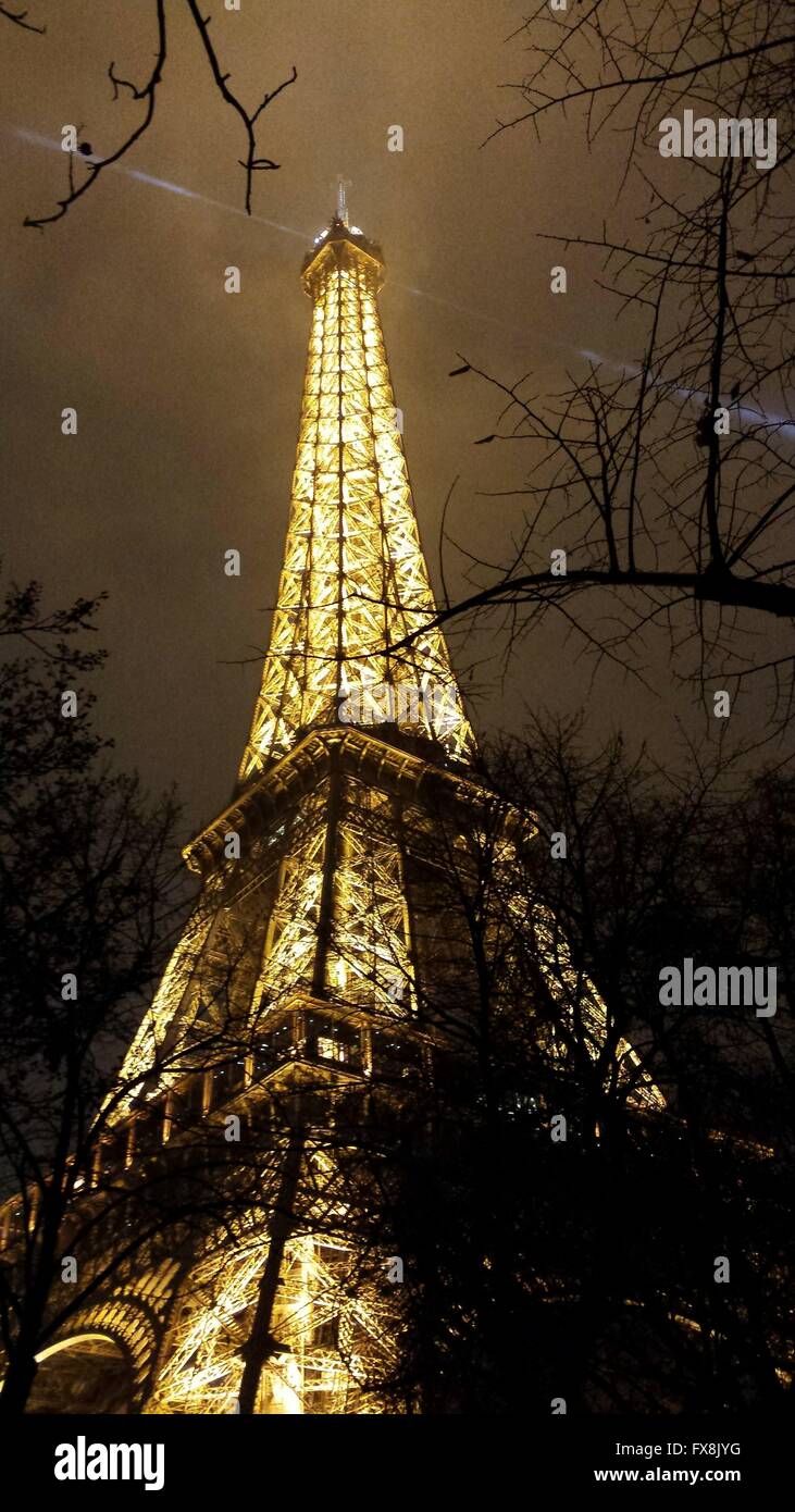 Eiffel Tower on a December evening Stock Photo
