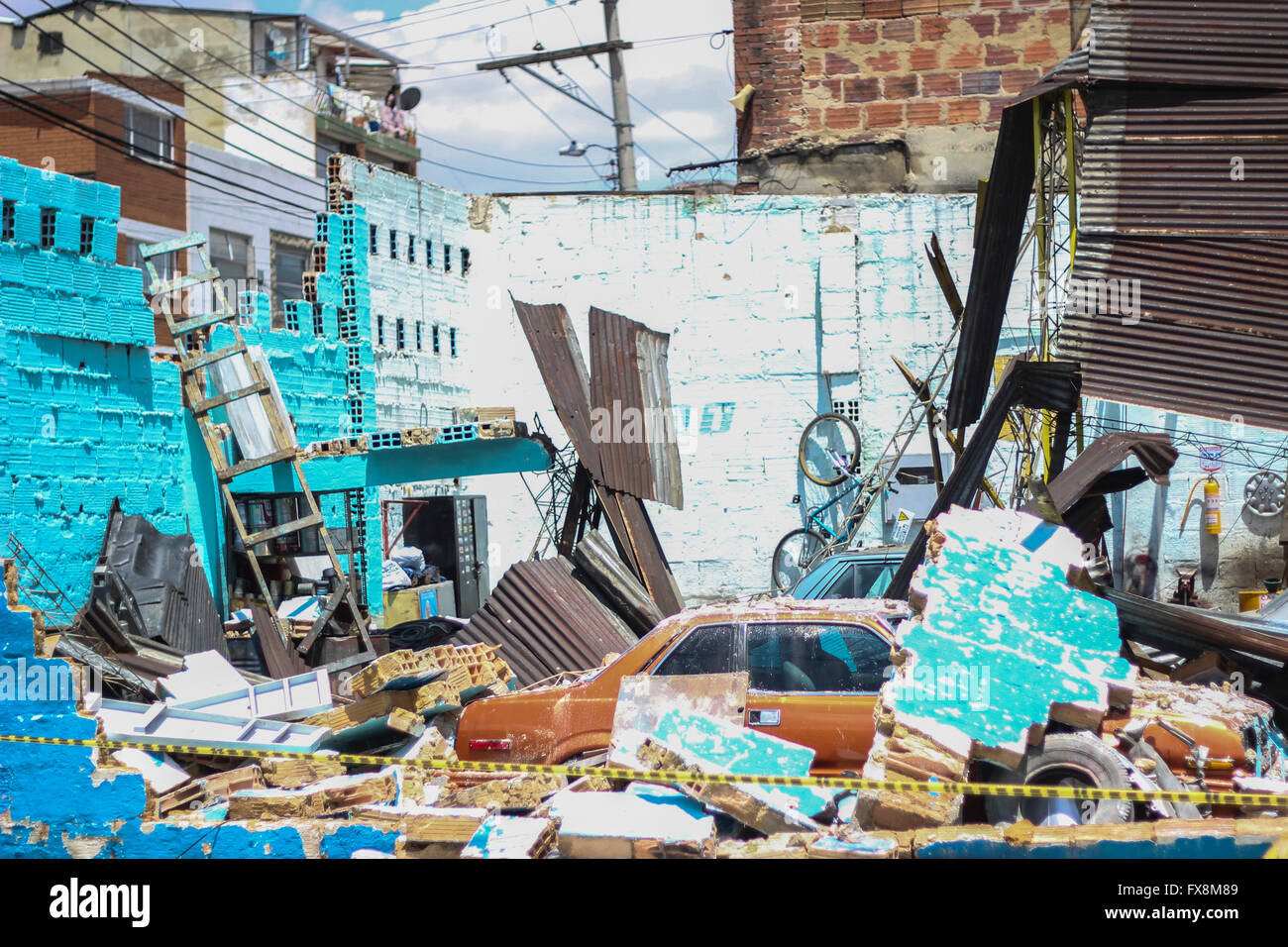 Destroyed building after hailstorm Stock Photo