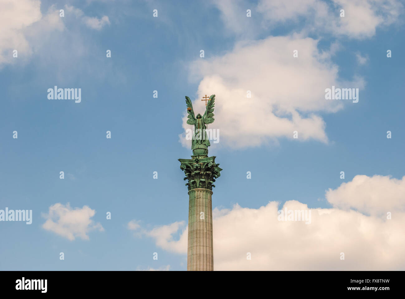 Detail of the monument on the Heroes square in Budapest Stock Photo