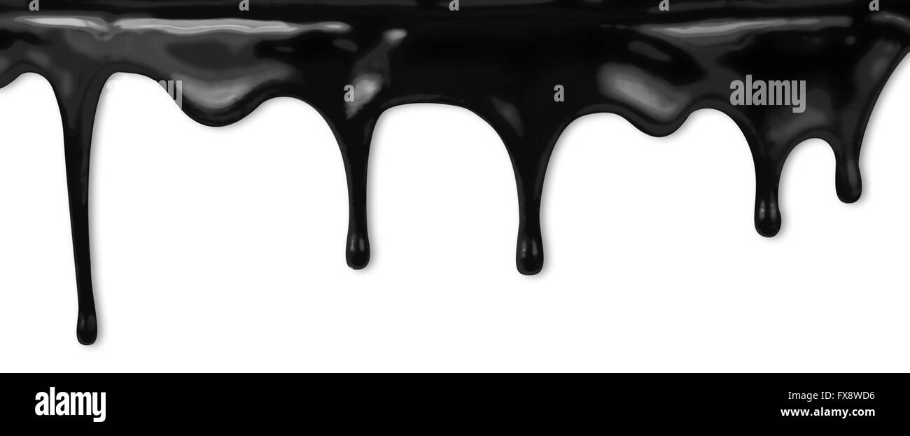 oil or black paint dripping Stock Photo