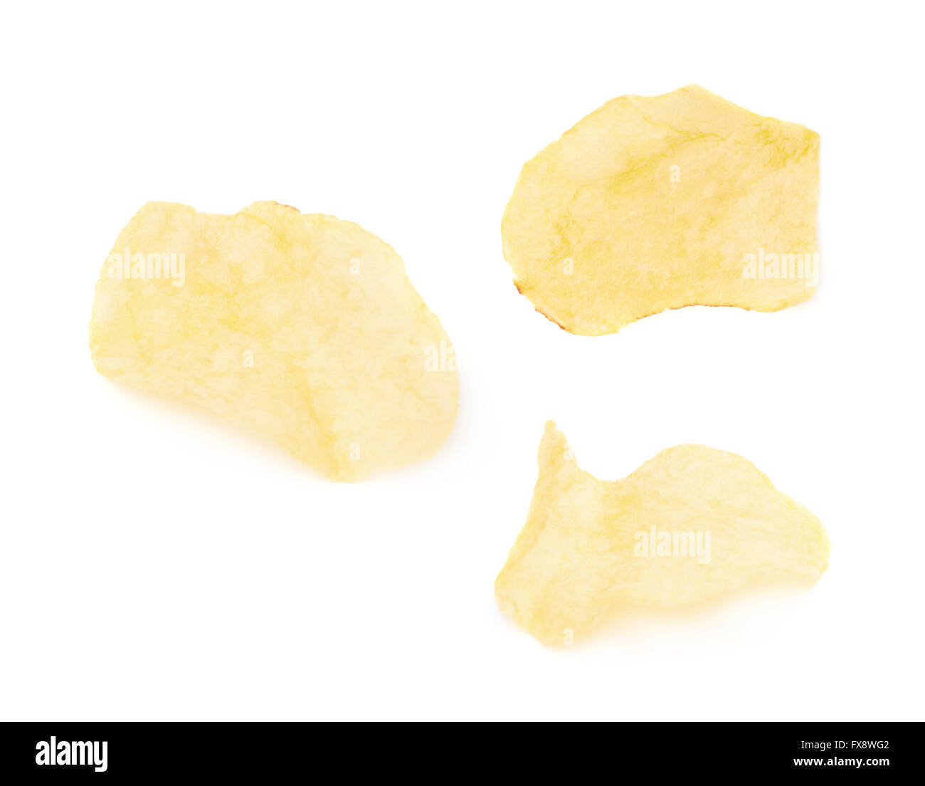 Yellow potato chips isolated Stock Photo Alamy