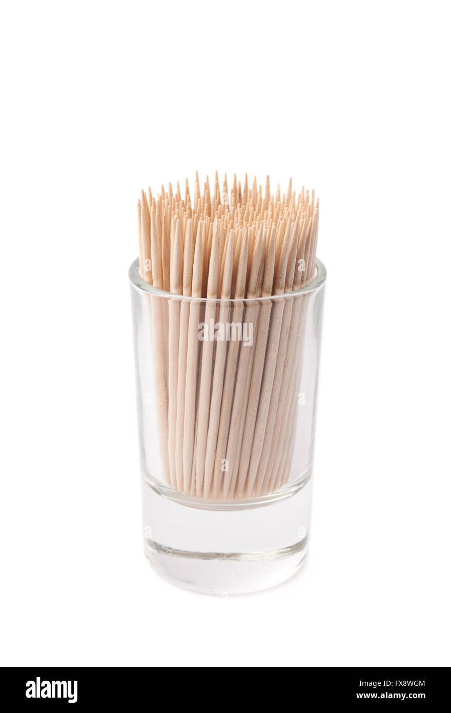Glass shot filled with the toothpicks isolated Stock Photo Alamy
