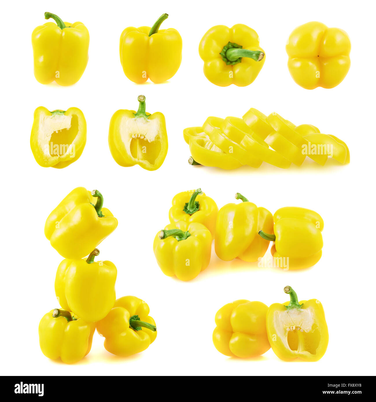 Set of multiple bell pepper compositions Stock Photo
